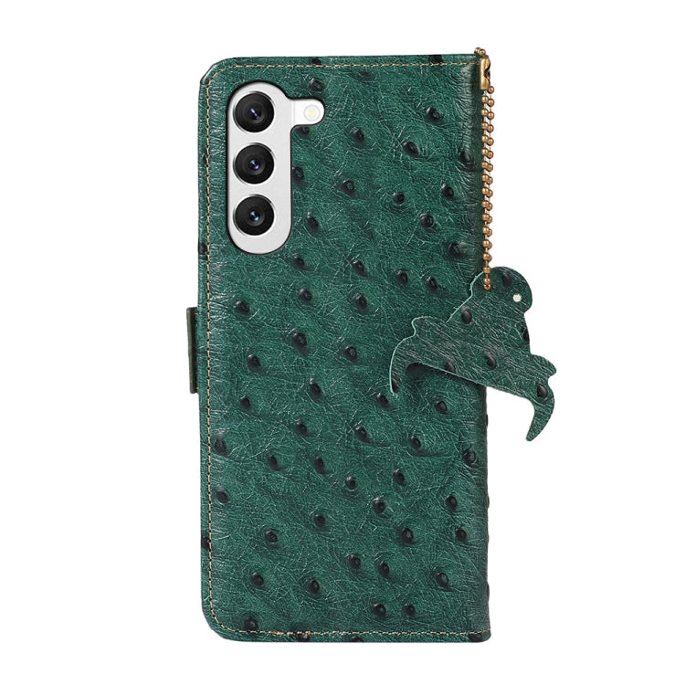 For Samsung Galaxy S23+ 5G Ostrich Pattern Genuine Leather RFID Phone Case(Green) - Galaxy S23+ 5G Cases by buy2fix | Online Shopping UK | buy2fix
