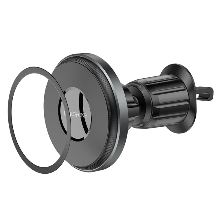 Borofone BH77 Seaside Air Outlet Ring Magnetic Car Holder(Metal Grey) - In Car by Borofone | Online Shopping UK | buy2fix