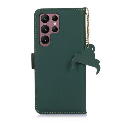 For Samsung Galaxy S22 Ultra 5G Genuine Leather Magnetic RFID Leather Phone Case(Green) - Galaxy S22 Ultra 5G Cases by buy2fix | Online Shopping UK | buy2fix