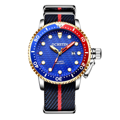 OCHSTIN 7003B Multifunctional Quartz Waterproof Luminous Men Watch(Gold Blue) - Nylon Strap Watches by OCHSTIN | Online Shopping UK | buy2fix