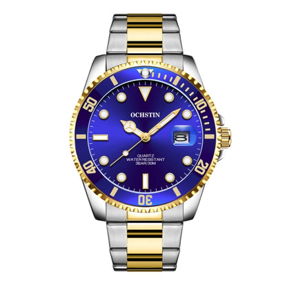 OCHSTIN 7019A Multifunctional Quartz Waterproof Luminous Steel Strap Men Watch(Blue+Gold) - Metal Strap Watches by OCHSTIN | Online Shopping UK | buy2fix