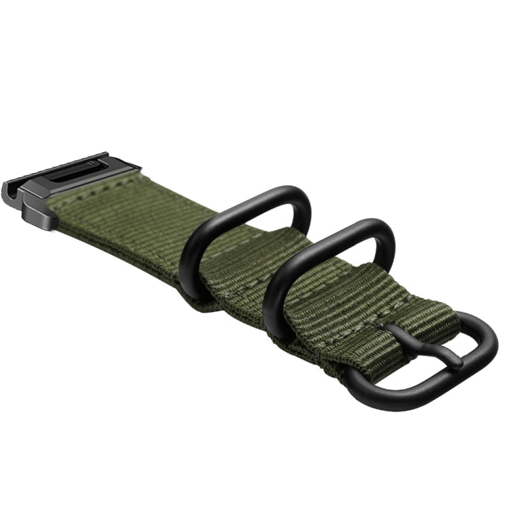 For Garmin Fenix 7 Three-ring Steel Buckle Nylon Watch Band(Army Green) - Watch Bands by buy2fix | Online Shopping UK | buy2fix