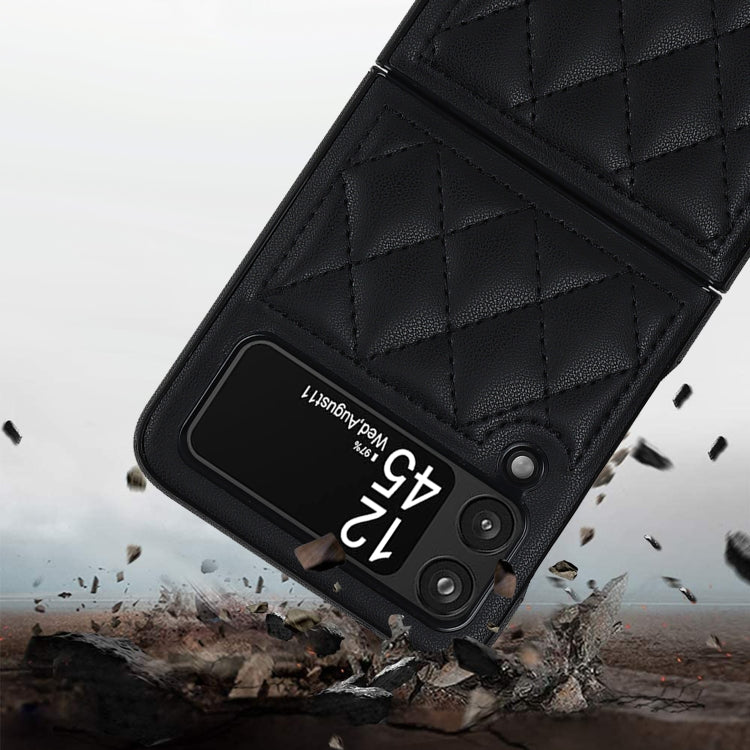 For Samsung Galaxy Z Flip4 Rhombic Microfiber Folding Phone Case(Black) - Galaxy Z Flip4 5G Cases by buy2fix | Online Shopping UK | buy2fix