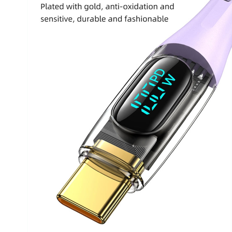 USAMS Type-C to Type-C PD100W Aluminum Alloy Transparent Digital Display Fast Charge Data Cable, Cable Length:2m(Black) - USB-C & Type-C Cable by USAMS | Online Shopping UK | buy2fix