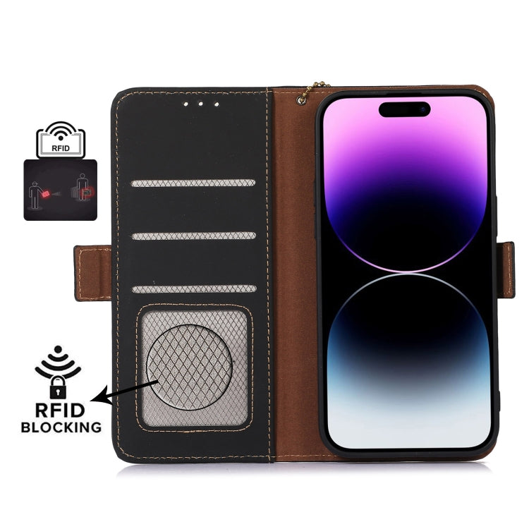 For Motorola Moto X40 Pro Genuine Leather Magnetic RFID Leather Phone Case(Black) - Motorola Cases by buy2fix | Online Shopping UK | buy2fix