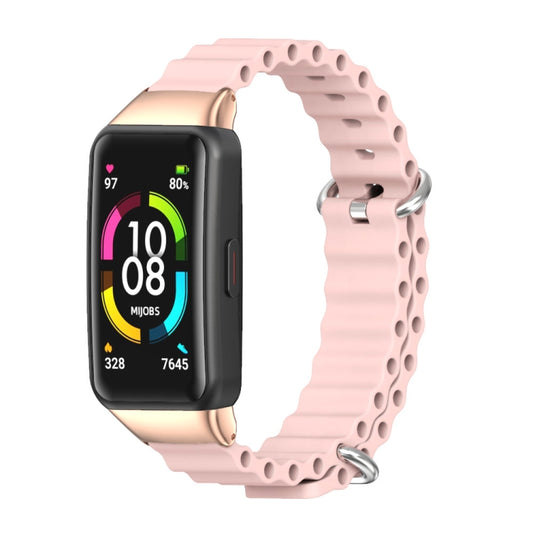 For Huawei Band 6 / Honor Band 6 / 7 MIJOBS CS Marine Silicone Breathable Watch Band(Pink Rose Gold) - Watch Bands by MIJOBS | Online Shopping UK | buy2fix