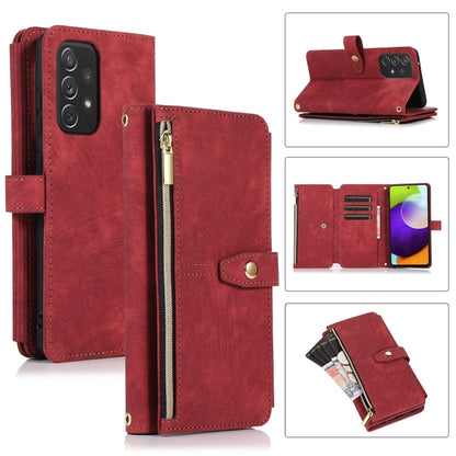 For Samsung Galaxy A52 4G / 5G Dream 9-Card Wallet Zipper Bag Leather Phone Case(Red) - Galaxy Phone Cases by buy2fix | Online Shopping UK | buy2fix
