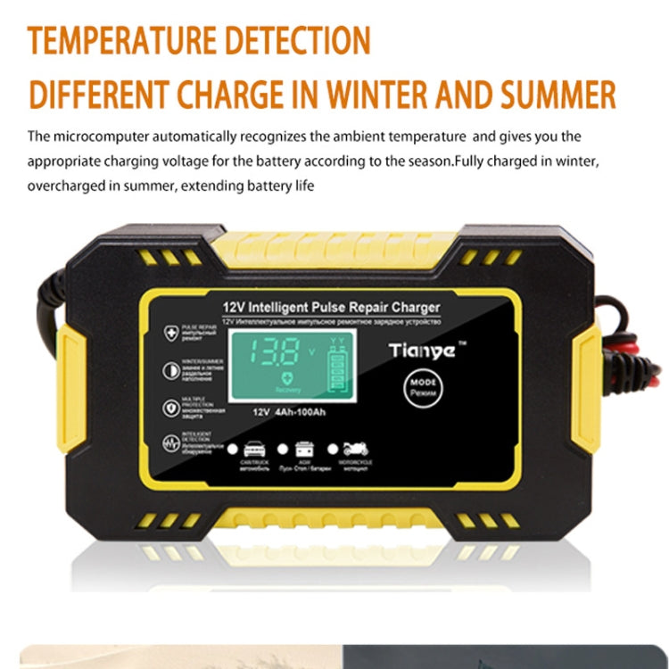 Motorcycle / Car Battery Smart Charger with LCD Creen, Plug Type:AU Plug(Yellow) - In Car by buy2fix | Online Shopping UK | buy2fix