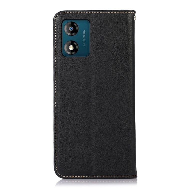 For Motorola Moto E13 4G 2023 KHAZNEH Nappa Top Layer Cowhide Leather Phone Case(Black) - Motorola Cases by buy2fix | Online Shopping UK | buy2fix