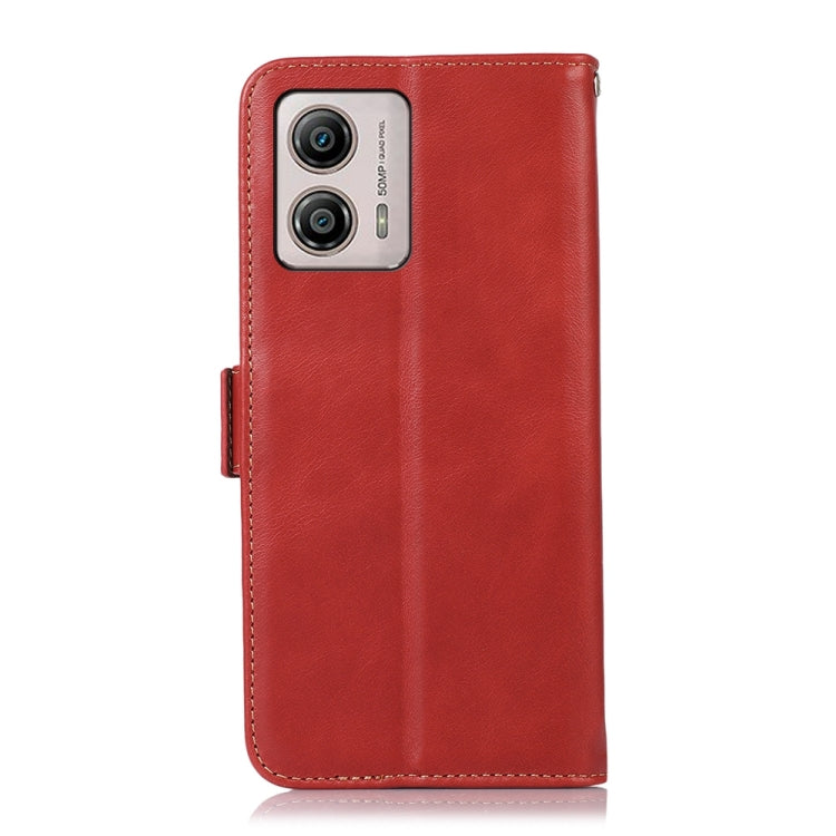 For Motorola Moto G53 5G Crazy Horse Top Layer Cowhide RFID Leather Phone Case(Red) - Motorola Cases by buy2fix | Online Shopping UK | buy2fix