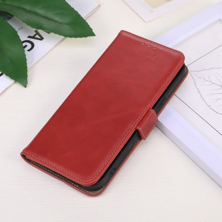 For Motorola Moto G53 5G Crazy Horse Top Layer Cowhide RFID Leather Phone Case(Red) - Motorola Cases by buy2fix | Online Shopping UK | buy2fix