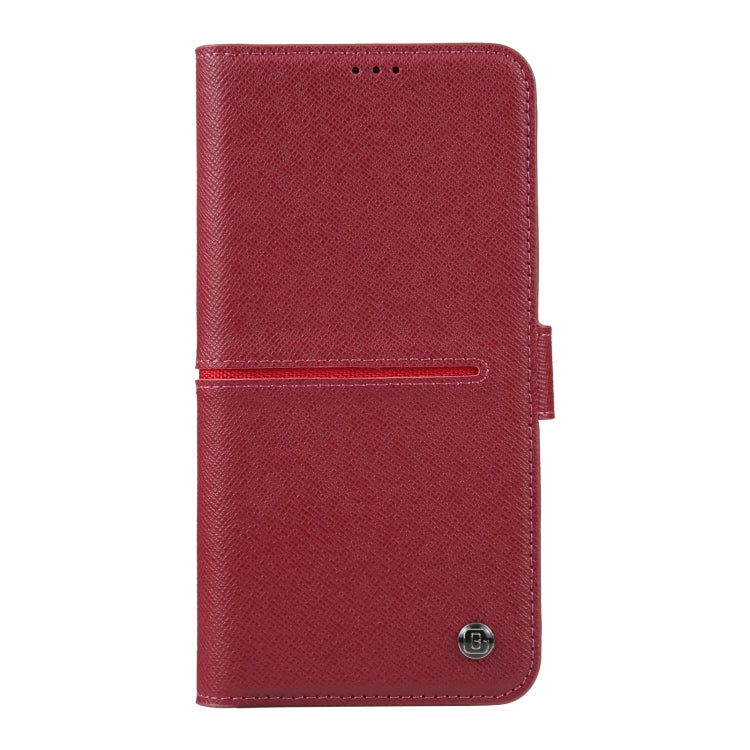 For iPhone 14 Pro GEBEI Top-grain Horizontal Flip Leather Phone Case(Wine Red) - iPhone 14 Pro Cases by GEBEI | Online Shopping UK | buy2fix