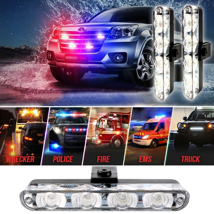 4 in 1 Car 16LEDs Grille Flash Lights Warning Lights with Wireless Remote Control(White Red) - In Car by buy2fix | Online Shopping UK | buy2fix