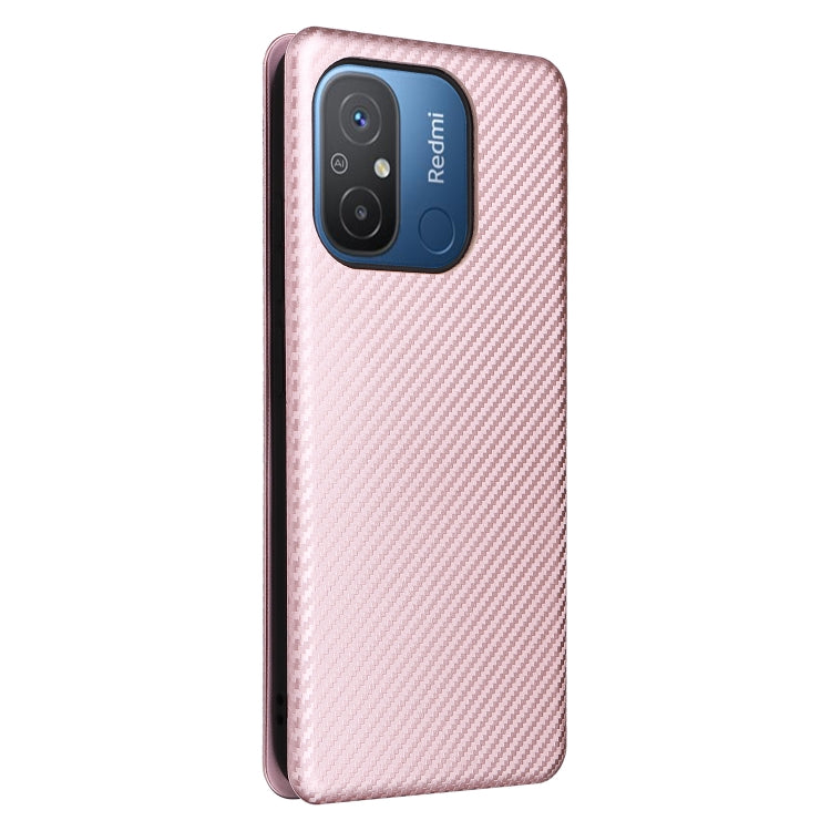 For Xiaomi Redmi 12C Carbon Fiber Texture Flip Leather Phone Case(Pink) - Xiaomi Cases by buy2fix | Online Shopping UK | buy2fix