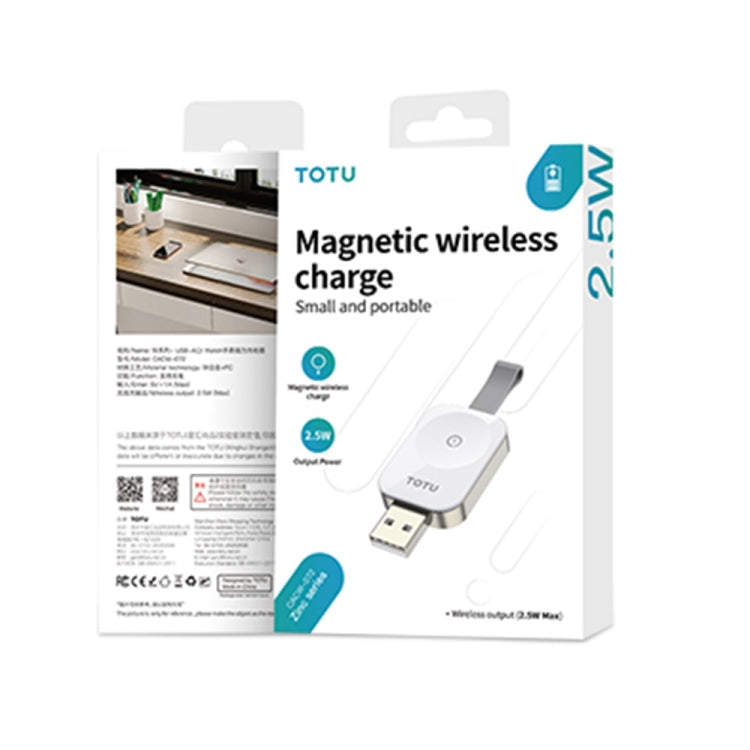 For Apple Watch TOTUDESIGN Watch Wireless Magnetic Charger, Interface:USB-A(White) - Charger / Holder by TOTUDESIGN | Online Shopping UK | buy2fix
