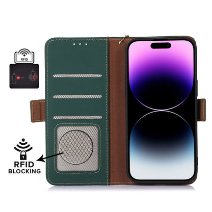 For Honor X8a 4G Genuine Leather Magnetic RFID Leather Phone Case(Green) - Honor Cases by buy2fix | Online Shopping UK | buy2fix