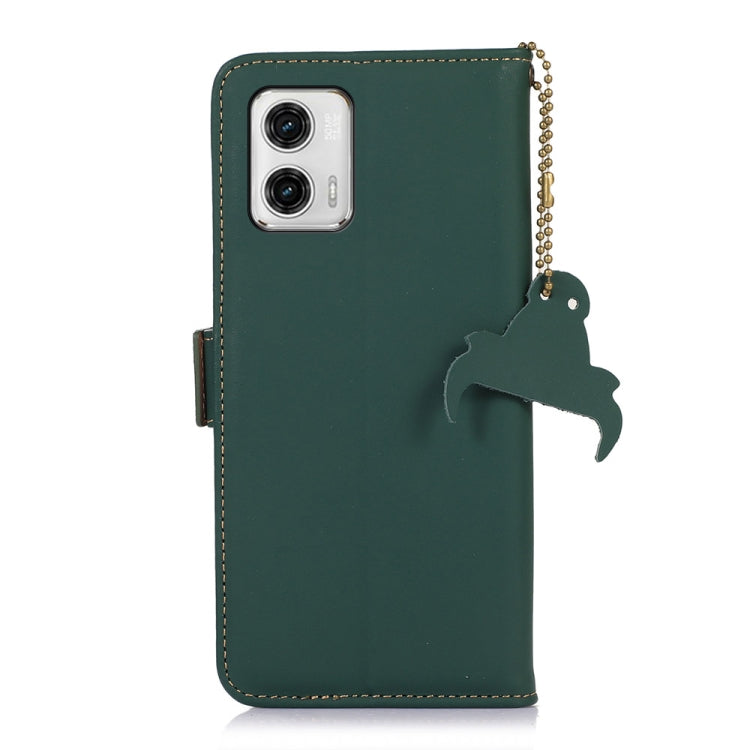 For Motorola Moto G73 5G Genuine Leather Magnetic RFID Leather Phone Case(Green) - Motorola Cases by buy2fix | Online Shopping UK | buy2fix