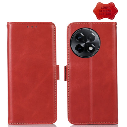 For OnePlus Ace 2 5G Crazy Horse Top Layer Cowhide Leather Phone Case(Red) - OnePlus Cases by buy2fix | Online Shopping UK | buy2fix