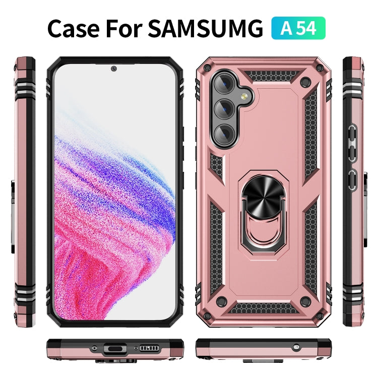 For Samsung Galaxy A54 Shockproof TPU + PC Phone Case with Holder(Rose Gold) - Galaxy Phone Cases by buy2fix | Online Shopping UK | buy2fix