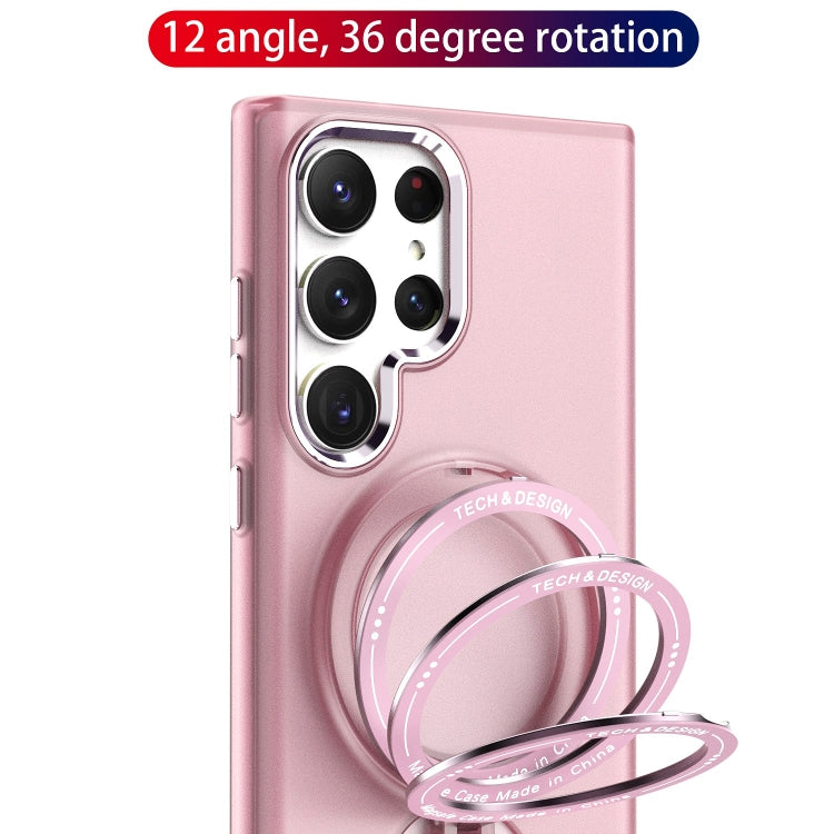 For Samsung Galaxy S23 Ultra 5G 360 Degree Rotation Holder MagSafe Magnetic Phone Case(Pink) - Galaxy S23 Ultra 5G Cases by buy2fix | Online Shopping UK | buy2fix