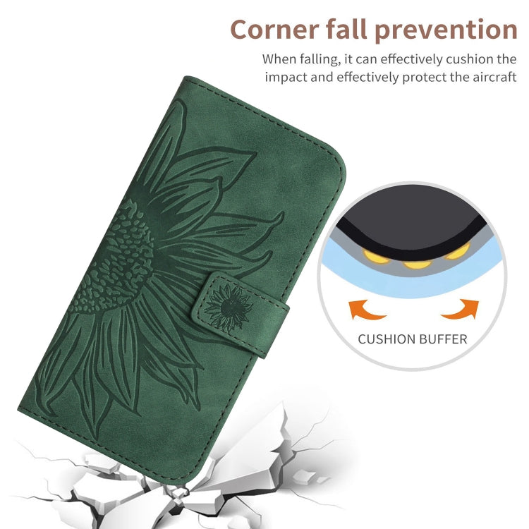 For Honor X9a 5G / Magic5 Lite Skin Feel Sun Flower Embossed Flip Leather Phone Case with Lanyard(Green) - Honor Cases by buy2fix | Online Shopping UK | buy2fix