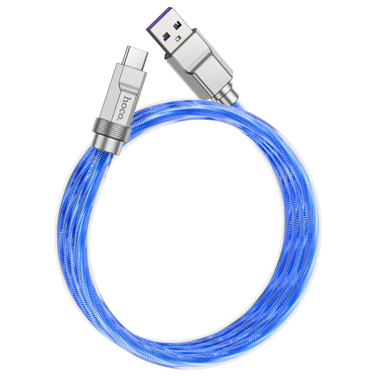 hoco U113 100W USB to USB-C/Type-C Silicone Fast Charging Data Cable, Length: 1m(Blue) -  by hoco | Online Shopping UK | buy2fix