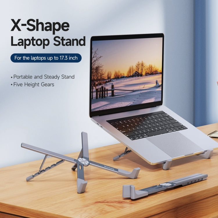 DUX DUCIS Foldable X-shaped Aluminum Laptop Stand(Lead Color) - MacBook Holder by DUX DUCIS | Online Shopping UK | buy2fix