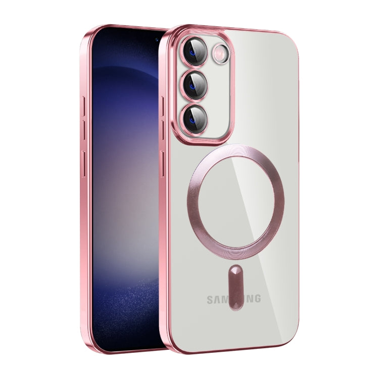 For Samsung Galaxy S23 5G CD Texture Plating TPU MagSafe Phone Case with Lens Film(Pink) - Galaxy S23 5G Cases by buy2fix | Online Shopping UK | buy2fix