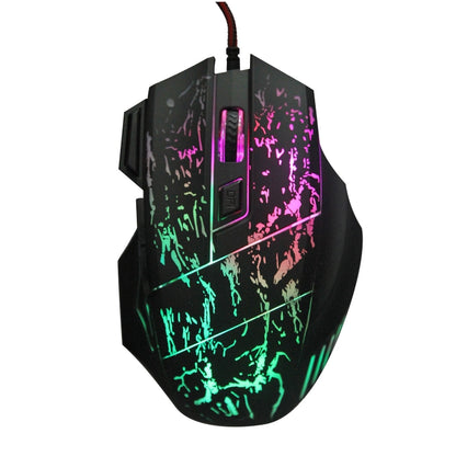 HXSJ A874 7-keys Flowing Water Crack Colorful Luminous Wired Gaming Mouse - Wired Mice by HXSJ | Online Shopping UK | buy2fix