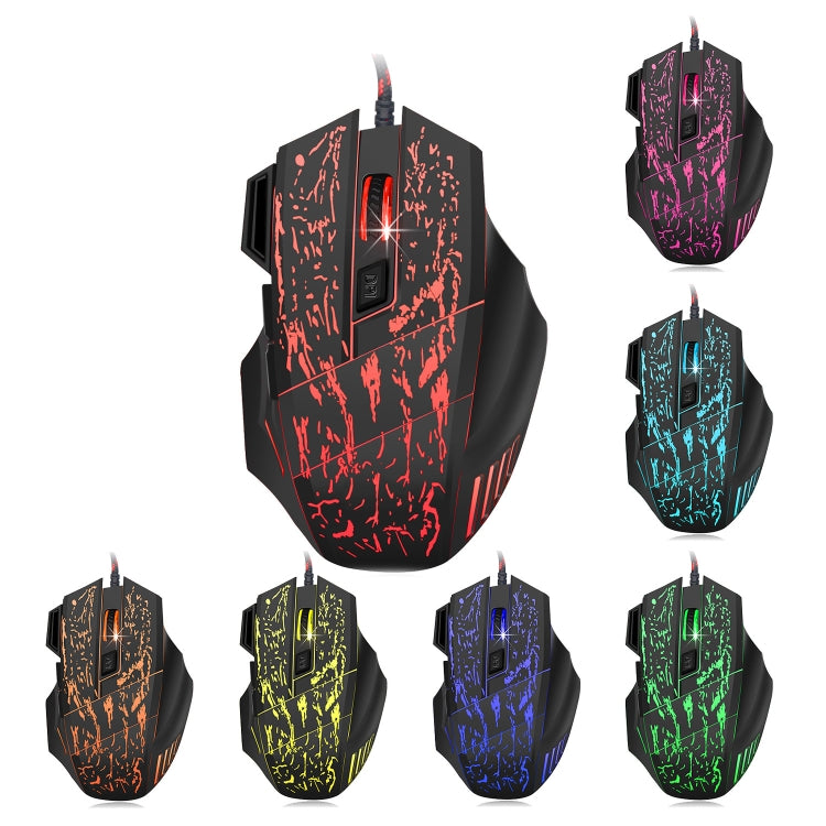 HXSJ A874 7-keys Flowing Water Crack Colorful Luminous Wired Gaming Mouse - Wired Mice by HXSJ | Online Shopping UK | buy2fix