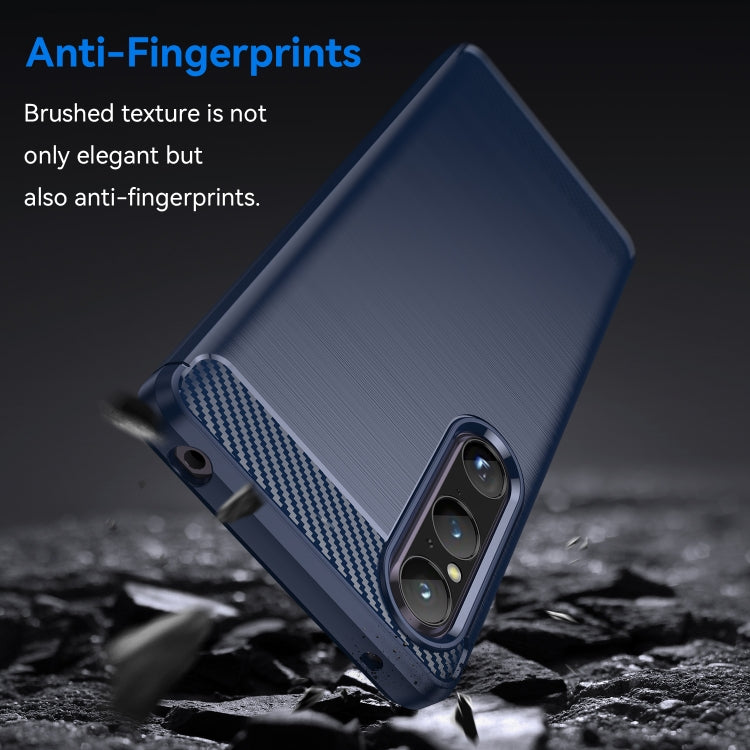 For Sony Xperia 1 V Brushed Texture Carbon Fiber TPU Phone Case(Blue) - Sony Cases by buy2fix | Online Shopping UK | buy2fix