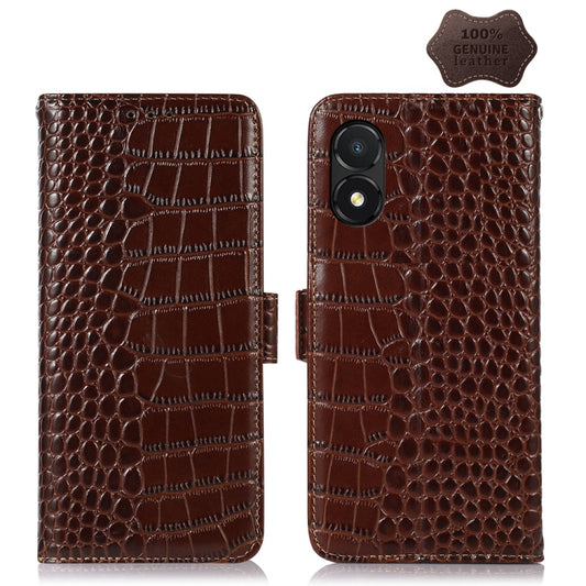 For Honor X5 Crocodile Top Layer Cowhide Leather Phone Case(Brown) - Honor Cases by buy2fix | Online Shopping UK | buy2fix