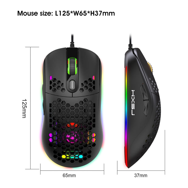 HXSJ X600 6 Keys RGB Luminous Macro Programming Wired Gaming Mouse(Black) - Wired Mice by HXSJ | Online Shopping UK | buy2fix