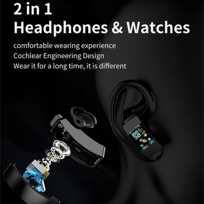 K50 1.08 inch Steel Band Earphone Detachable IP67 Waterproof Smart Watch Support Bluetooth Call(Silver) - Smart Wear by buy2fix | Online Shopping UK | buy2fix