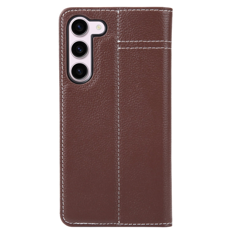 For Samsung Galaxy S23 5G GEBEI Top-grain Horizontal Flip Leather Phone Case(Brown) - Galaxy S23 5G Cases by GEBEI | Online Shopping UK | buy2fix