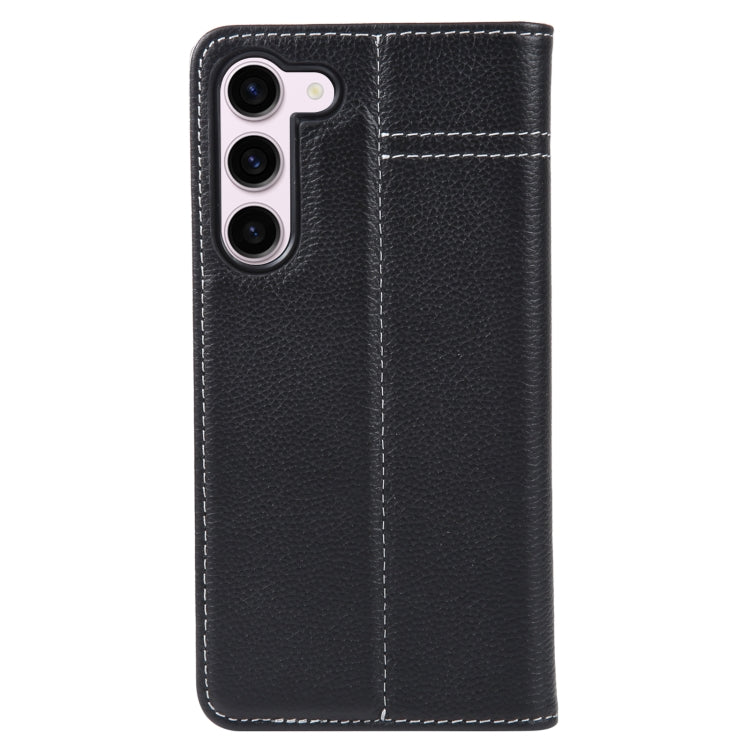 For Samsung Galaxy S23+ 5G GEBEI Top-grain Horizontal Flip Leather Phone Case(Black) - Galaxy S23+ 5G Cases by GEBEI | Online Shopping UK | buy2fix