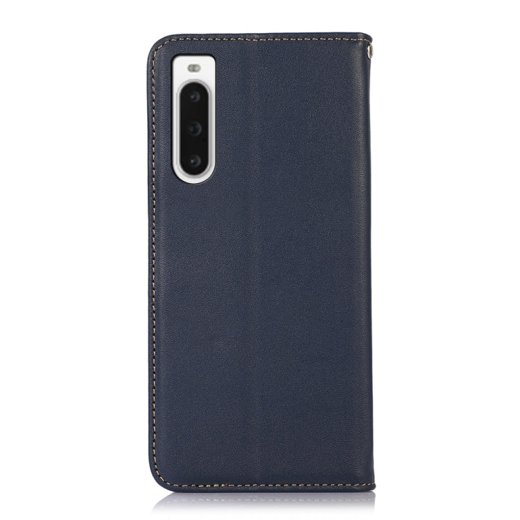 For Sony Xperia 10 V KHAZNEH Nappa Top Layer Cowhide Leather Phone Case(Blue) - Sony Cases by buy2fix | Online Shopping UK | buy2fix