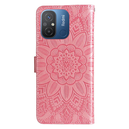 For Xiaomi Redmi 11A 4G/12C Embossed Sunflower Leather Phone Case(Rose Gold) - Xiaomi Cases by buy2fix | Online Shopping UK | buy2fix
