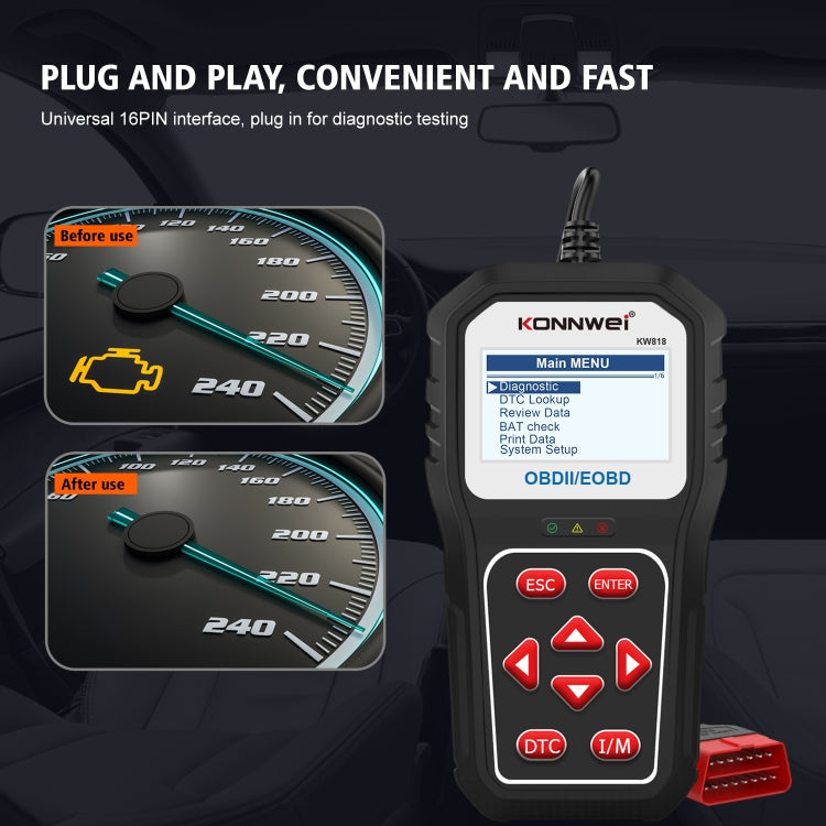 KONNWE KW818 Car OBD2 Bluetooth Fault Detector Diagnostic Tools - In Car by KONNWEI | Online Shopping UK | buy2fix