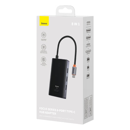 Baseus WKYY030313 8 in 1 USB-C / Type-C to USB3.0x2+USB2.0+PD+HDMI+SD/TF+RJ45 HUB Adapter(Space Grey) - Computer & Networking by Baseus | Online Shopping UK | buy2fix
