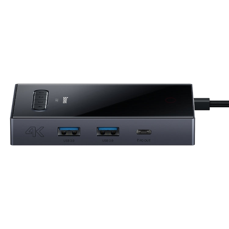 Baseus WKYY030413 8 in 1 USB-C / Type-C to HDMIx2+DP8K+VGA+USB3.0x2+USB-C / Type-C+PD HUB Adapter(Space Grey) - Computer & Networking by Baseus | Online Shopping UK | buy2fix