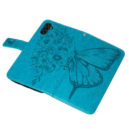 For Samsung Galaxy A34 5G Embossed Butterfly Leather Phone Case(Blue) - Galaxy Phone Cases by buy2fix | Online Shopping UK | buy2fix
