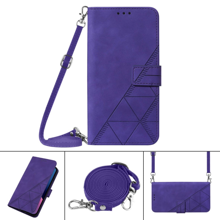 For Samsung Galaxy A34 5G Crossbody 3D Embossed Flip Leather Phone Case(Purple) - Galaxy Phone Cases by buy2fix | Online Shopping UK | buy2fix