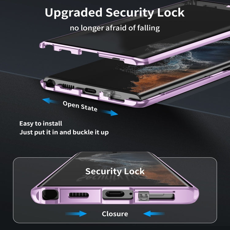 For Samsung Galaxy S24+ 5G HD Full Cover Magsafe Magnetic Metal Tempered Glass Phone Case(Purple) - Galaxy S24+ 5G Cases by buy2fix | Online Shopping UK | buy2fix