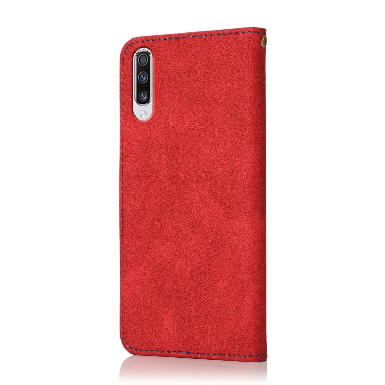 For Samsung Galaxy A50 / A30s / A50s Dual-color Stitching Leather Phone Case(Red Blue) - Galaxy Phone Cases by buy2fix | Online Shopping UK | buy2fix