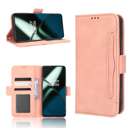 For OnePlus 11R / Ace 2 Skin Feel Calf Texture Card Slots Leather Phone Case(Pink) - OnePlus Cases by buy2fix | Online Shopping UK | buy2fix