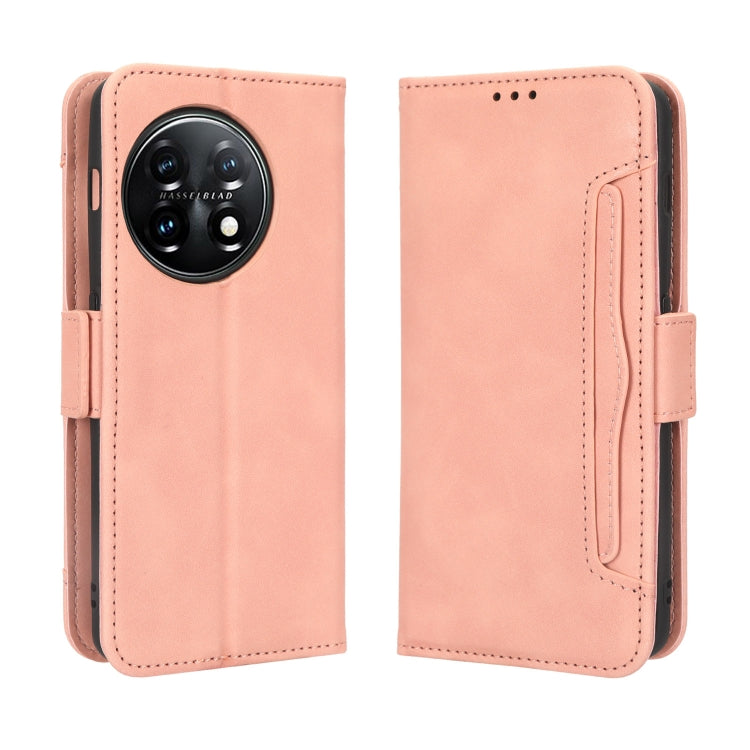 For OnePlus 11R / Ace 2 Skin Feel Calf Texture Card Slots Leather Phone Case(Pink) - OnePlus Cases by buy2fix | Online Shopping UK | buy2fix