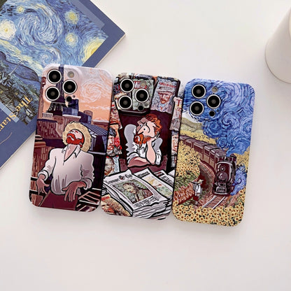 For iPhone 12 Pro Max Precise Hole Oil Painting Glossy PC Phone Case(Newspaper) - iPhone 12 Pro Max Cases by buy2fix | Online Shopping UK | buy2fix