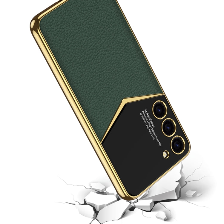 For Samsung Galaxy S23 Ultra 5G GKK Plating Soft TPU + Leather Full Coverage Phone Case with Pen(Carbon Fibre) - Galaxy S23 Ultra 5G Cases by GKK | Online Shopping UK | buy2fix