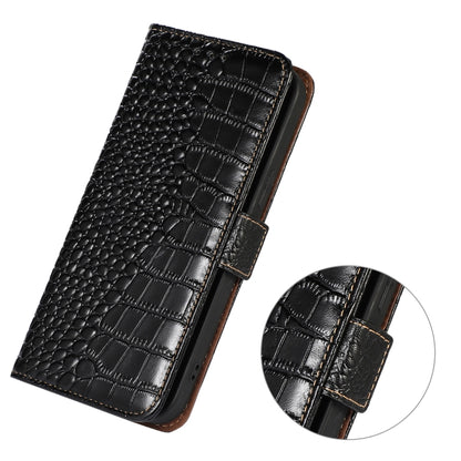 For Nokia G22 4G Crocodile Top Layer Cowhide Leather Phone Case(Black) - Nokia Cases by buy2fix | Online Shopping UK | buy2fix